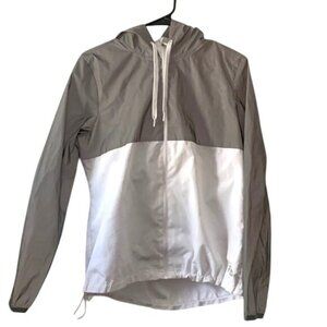 Fila Sport Womens Hooded Windbreaker Jacket S Polyester Gray/White